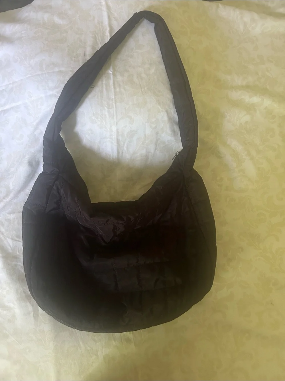 High Capacity Quilted Shoulder Hobo Bag in Dark Brown